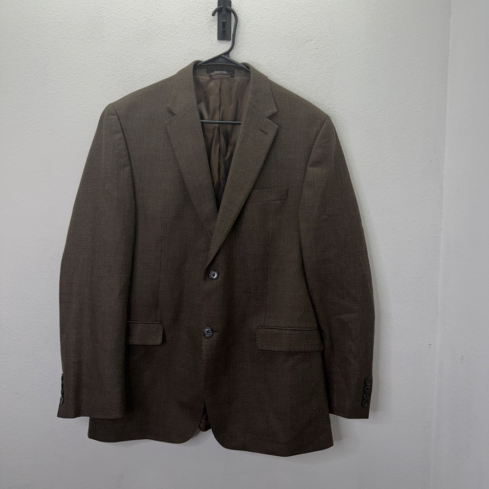 Lauren Ralph Lauren Men's Wool Blazer 42R Brown Microcheck Slim Fit Sport Coat